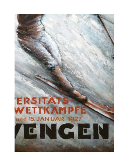 Tableau métal relief - Compétition de ski 1927