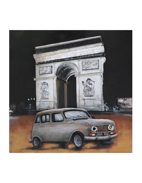 Tableau métal relief - Arc de Triomphe et 4L