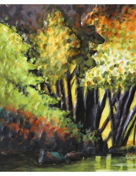 Tableau métal relief - Sous bois