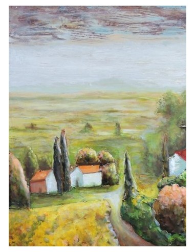 Tableau métal relief - Maison de campagne