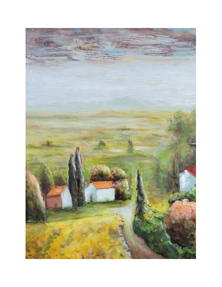 Tableau métal relief - Maison de campagne