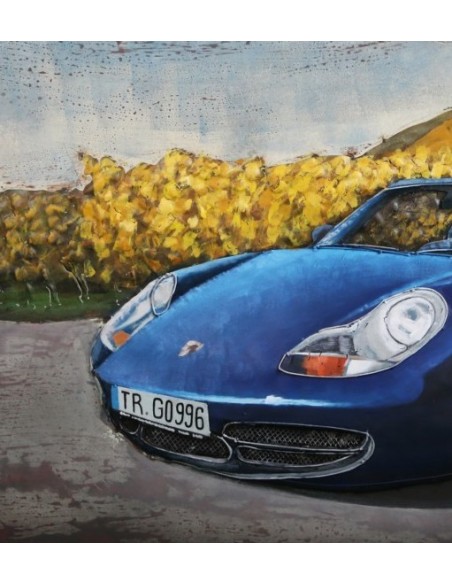 Tableau métal relief - Porsche à la campagne