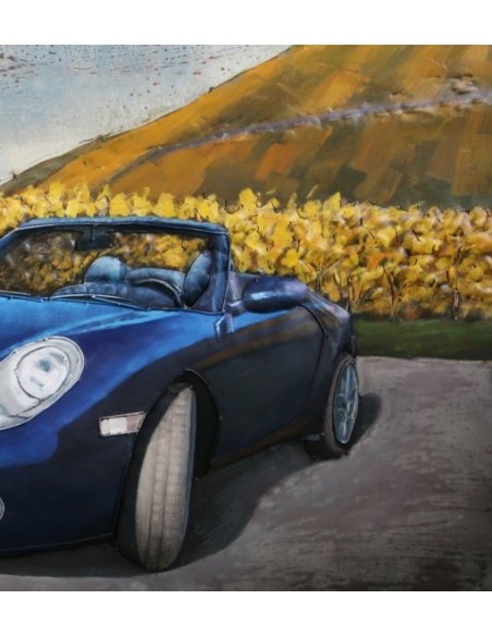 Tableau métal relief - Porsche à la campagne