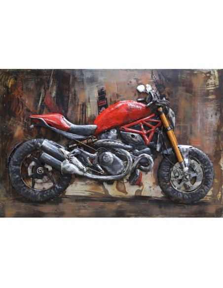 Tableau métal relief - Ducati MONSTER rouge