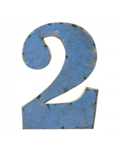 Décoration murale métal - Chiffre 2 bleu