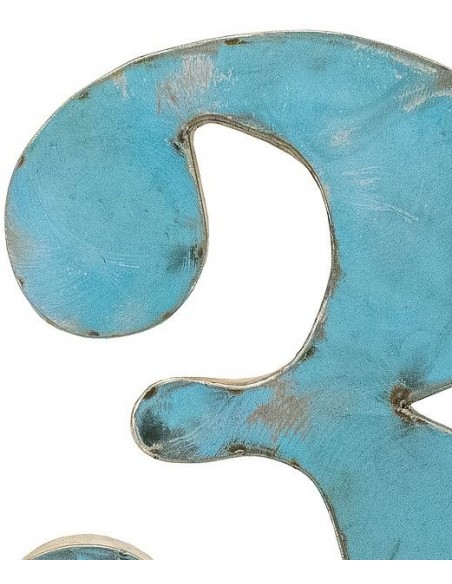Décoration murale métal - Chiffre 3 bleu