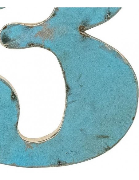 Décoration murale métal - Chiffre 3 bleu