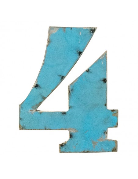 Décoration murale métal - Chiffre 4 bleu