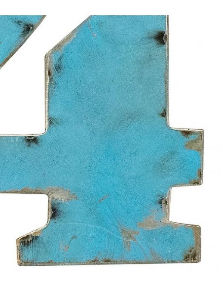 Décoration murale métal - Chiffre 4 bleu