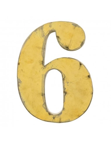 Décoration murale métal - Chiffre 6 jaune