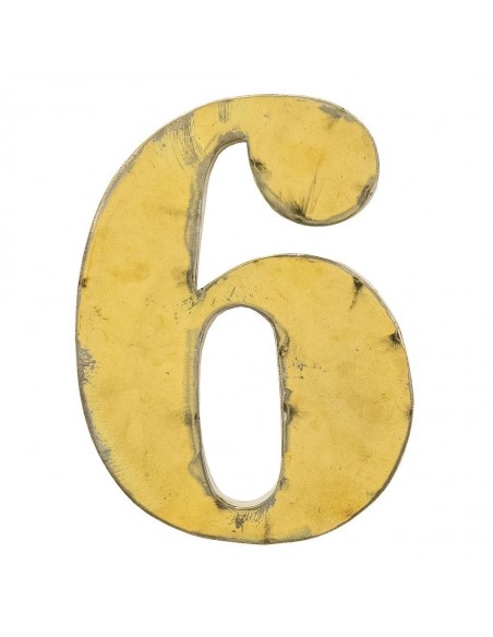 Décoration murale métal - Chiffre 6 jaune