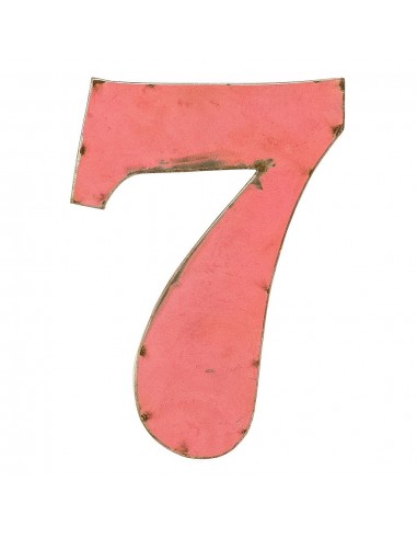 Décoration murale métal - Chiffre 7 rose