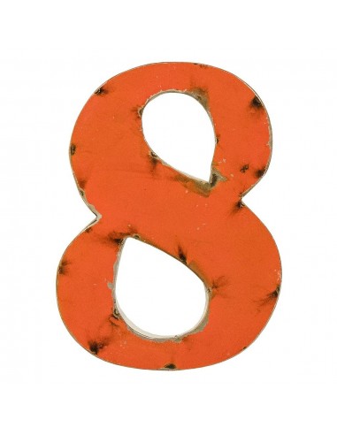Décoration murale métal - Chiffre 8 orange
