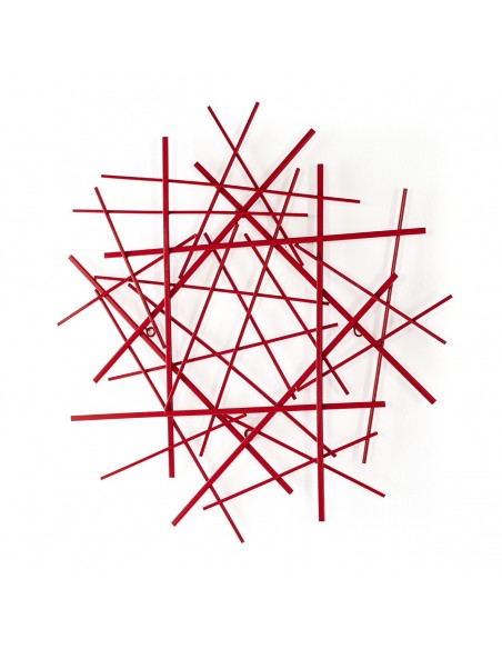 Sculpture murale métal - Mikado rouge