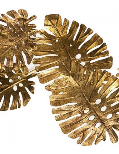 Sculpture murale métal - Feuille monstera d'or