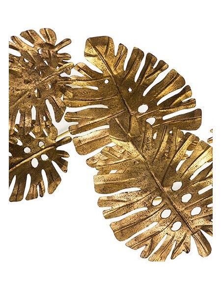 Sculpture murale métal - Feuille monstera d'or