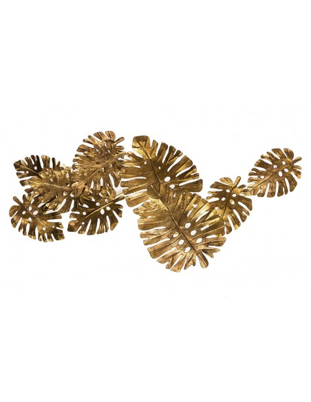 Sculpture murale métal - Feuille monstera d'or