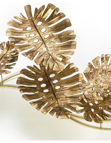 Sculpture murale métal - Feuille monstera d'or