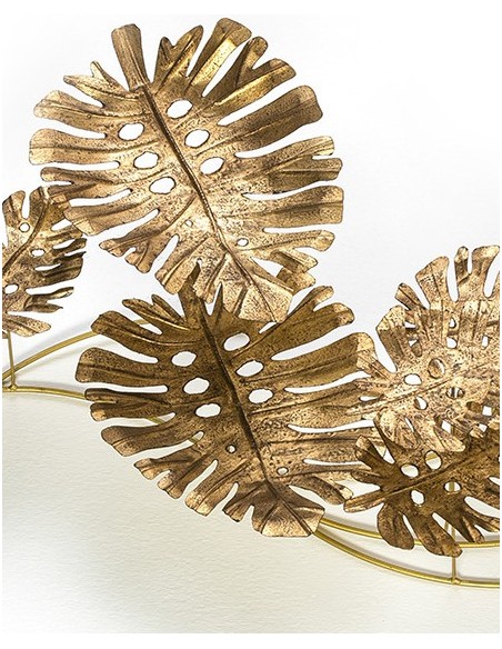 Sculpture murale métal - Feuille monstera d'or
