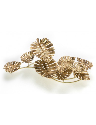 Sculpture murale métal - Feuille monstera d'or