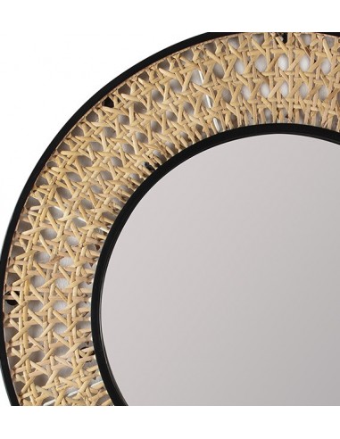 Miroir en rotin et métal - D80 cm