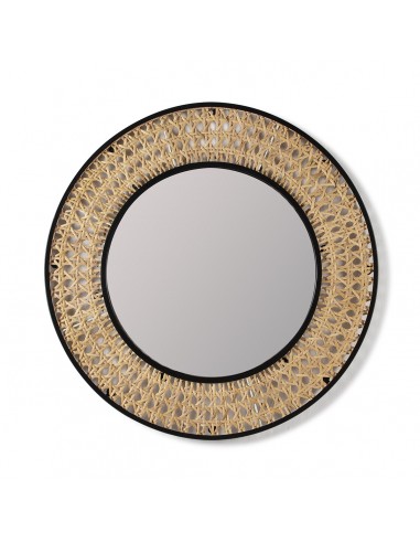 Miroir en rotin et métal - D80 cm