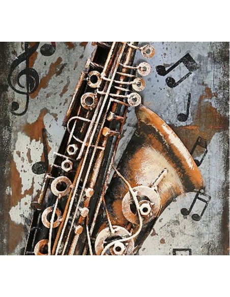 TABLEAU METAL SAXO EN FETE relief